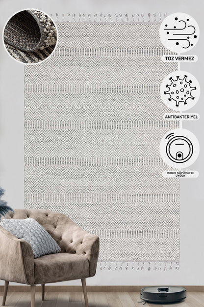 Scandinavian Knitted Loop Modern Soft Textured Antiallergic Gray Living Room Kitchen Hallway Carpet