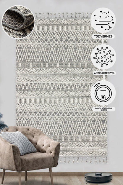 Scandinavian Knitted Loop Modern Soft Textured Antiallergic Gray Living Room Kitchen Hallway Carpet