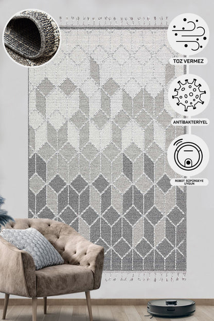 Scandinavian Knitted Loop Modern Soft Textured Antiallergic Gray Living Room Kitchen Hallway Carpet