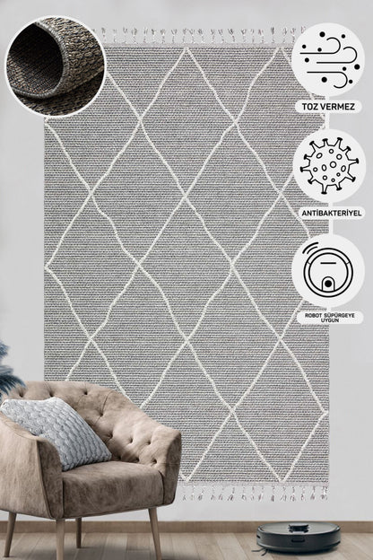 Scandinavian Knitted Loop Modern Soft Textured Antiallergic Gray Living Room Kitchen Hallway Carpet