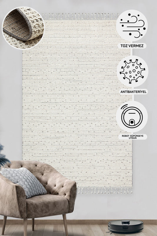 Scandinavian Knitted Loop Modern Soft Textured Antiallergic Cream Living Room Kitchen Hallway Carpet