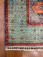 Memlük Yeşil El Dokuma Halı Geleneksel Anadolu Desenli Vintage Dekoratif Yün Salon Halısı - Haki