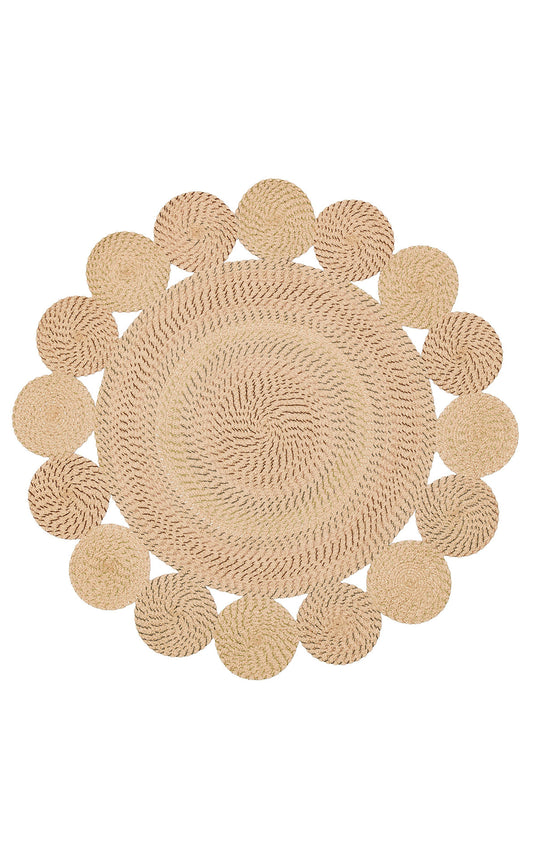 Knitted Straw Anti-Dust Antiallergic Colored Round Jute Carpet Living Room Kitchen Hallway Entrance Carpet