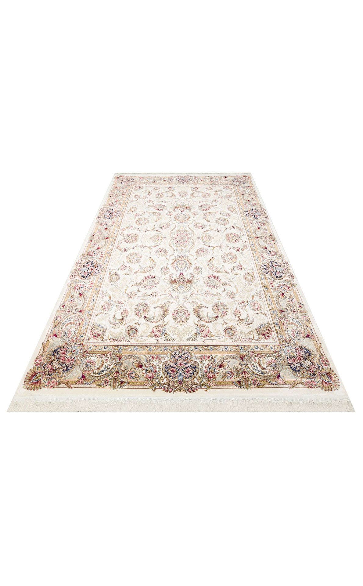 Classic Patterned High Quality Closely Woven Bamboo Silk Patterned Shiny Cream Living Room Carpet