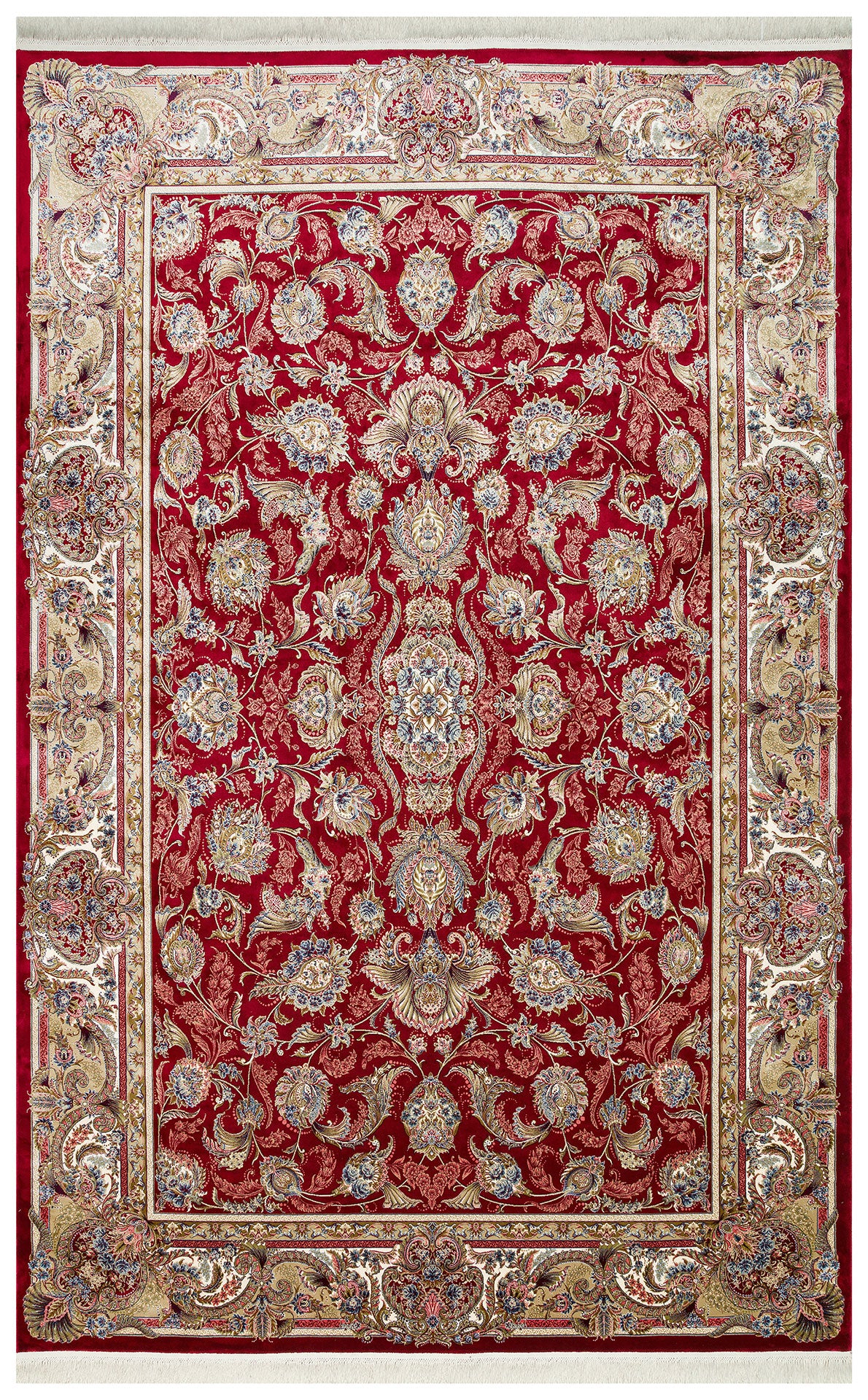 Classic Patterned High Quality Closely Woven Bamboo Silk Patterned Sparkling Red Living Room Carpet