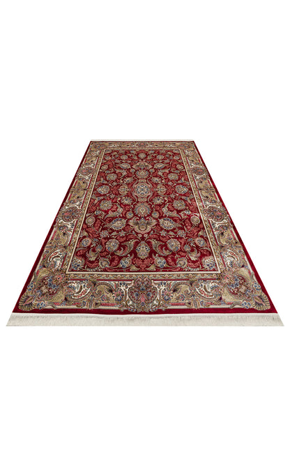 Classic Patterned High Quality Closely Woven Bamboo Silk Patterned Sparkling Red Living Room Carpet