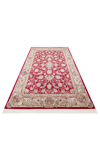 Classic Patterned High Quality Closely Woven Bamboo Silk Patterned Sparkling Red Living Room Carpet