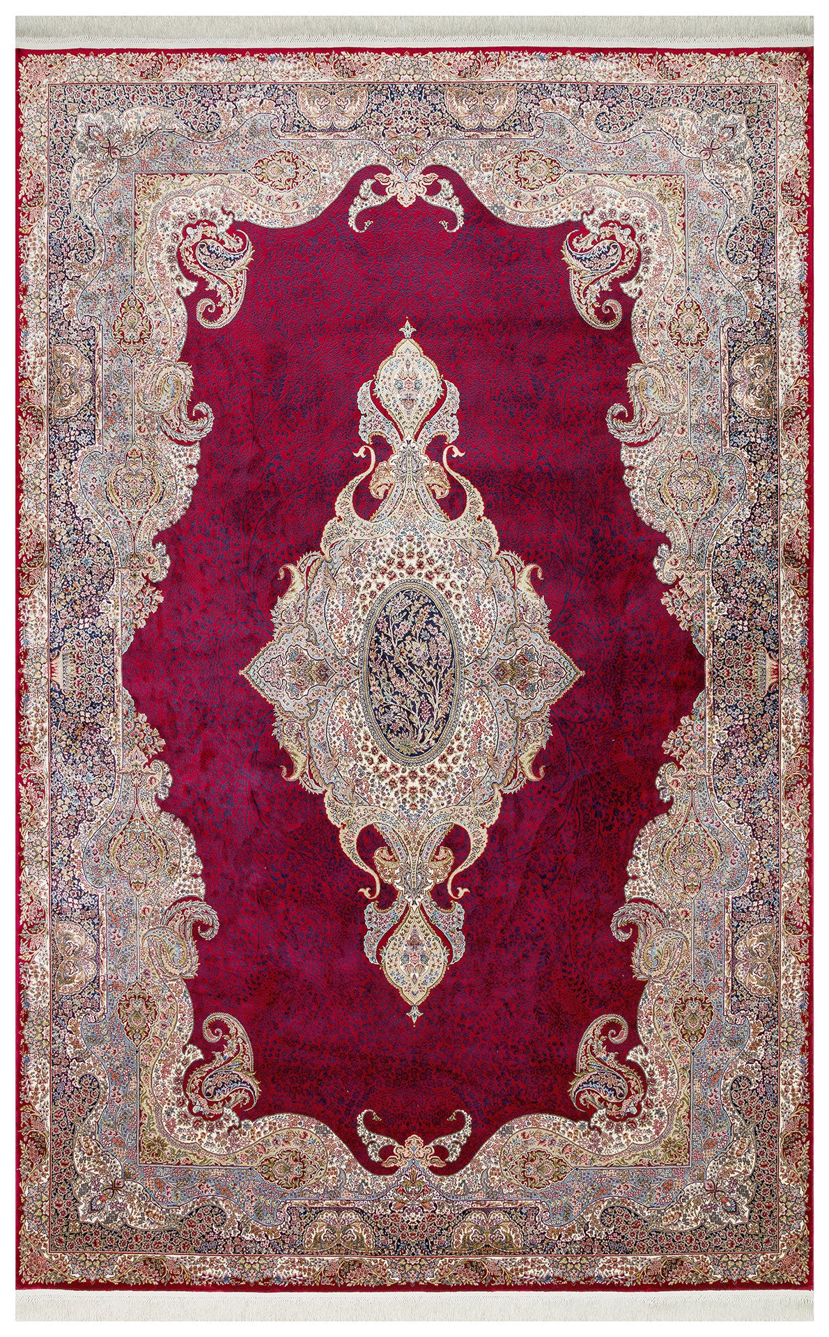 Classic Patterned High Quality Closely Woven Bamboo Silk Patterned Sparkling Red Living Room Carpet