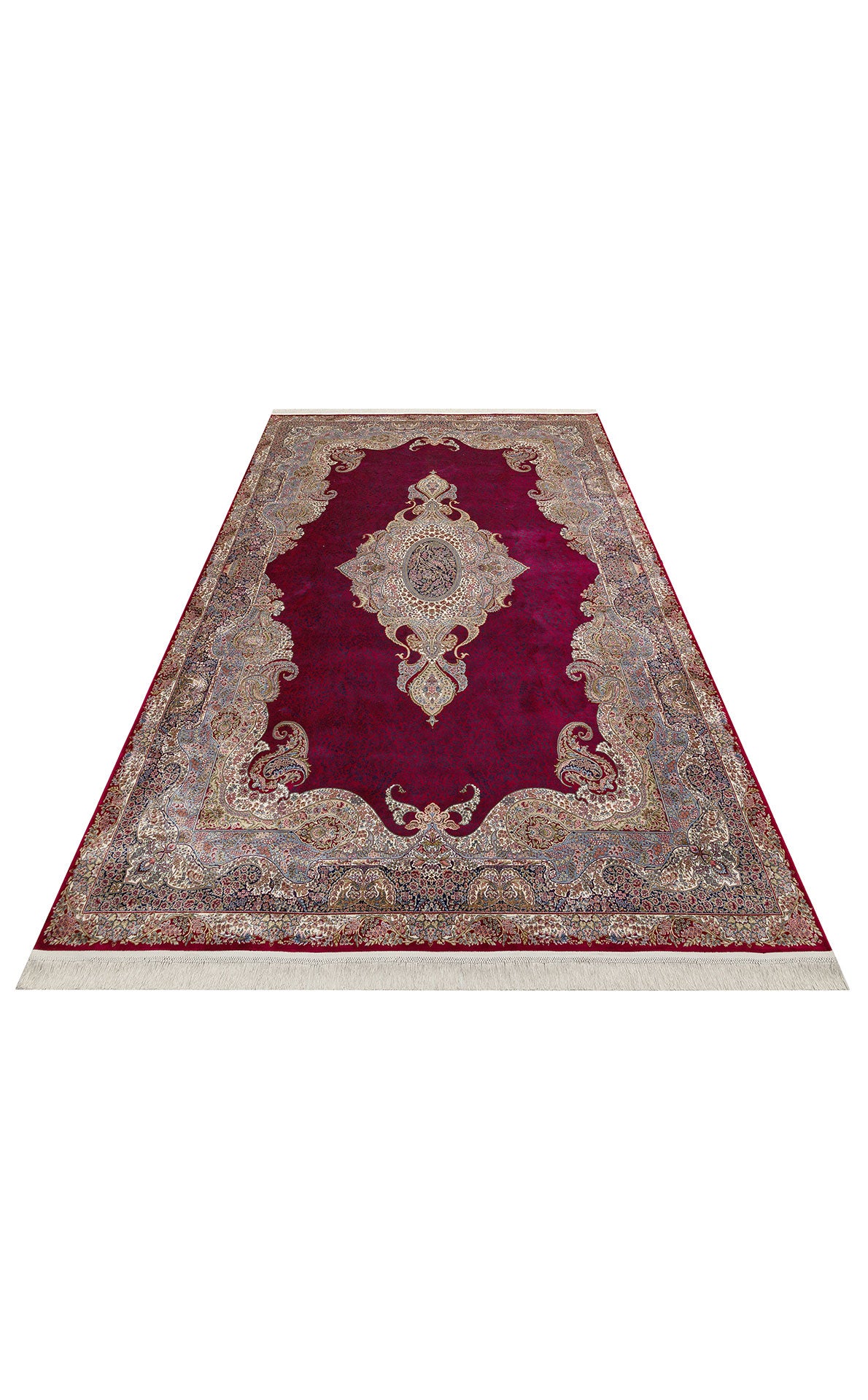 Classic Patterned High Quality Closely Woven Bamboo Silk Patterned Sparkling Red Living Room Carpet