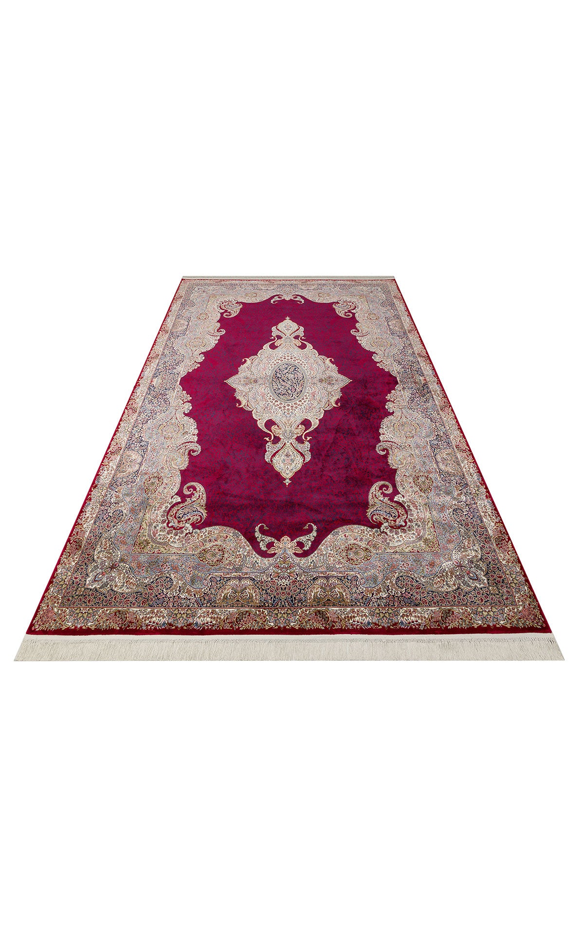 Classic Patterned High Quality Closely Woven Bamboo Silk Patterned Sparkling Red Living Room Carpet