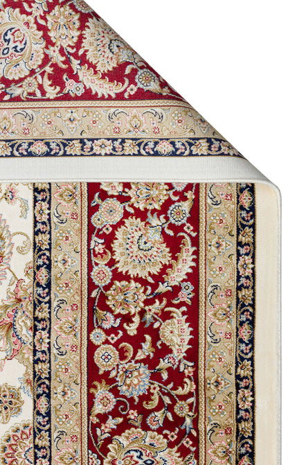 Classic Patterned High Quality Closely Woven Bamboo Silk Patterned Shiny Cream Red Living Room Carpet