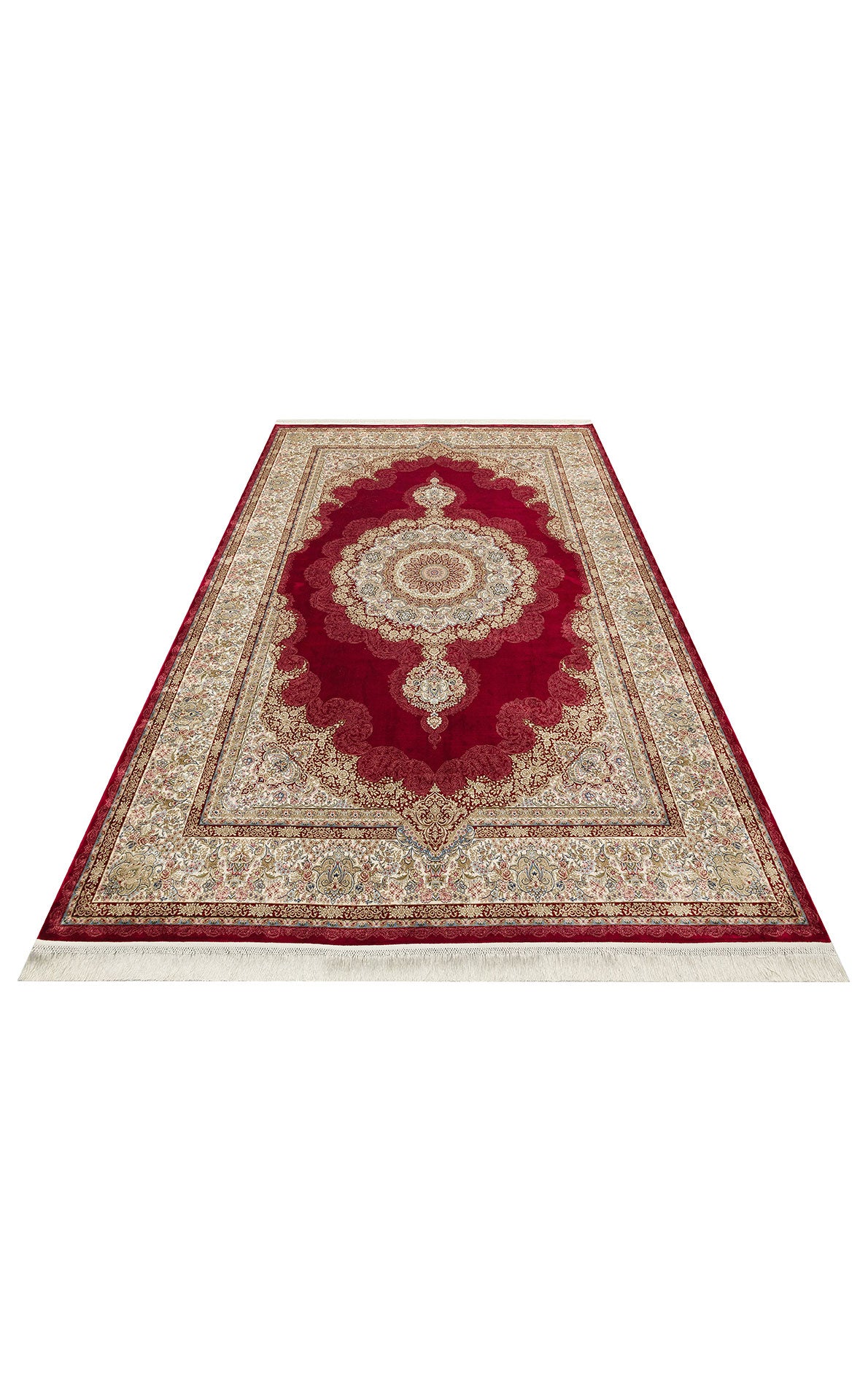 Classic Patterned High Quality Closely Woven Bamboo Silk Patterned Sparkling Red Living Room Carpet