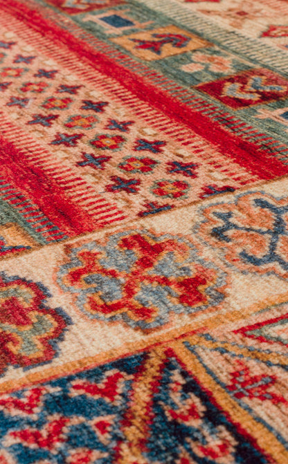 Washable, Easy-to-use, Non-Slip Nostalgic Red Machine Made Carpet with Karabakh Antique Patterns