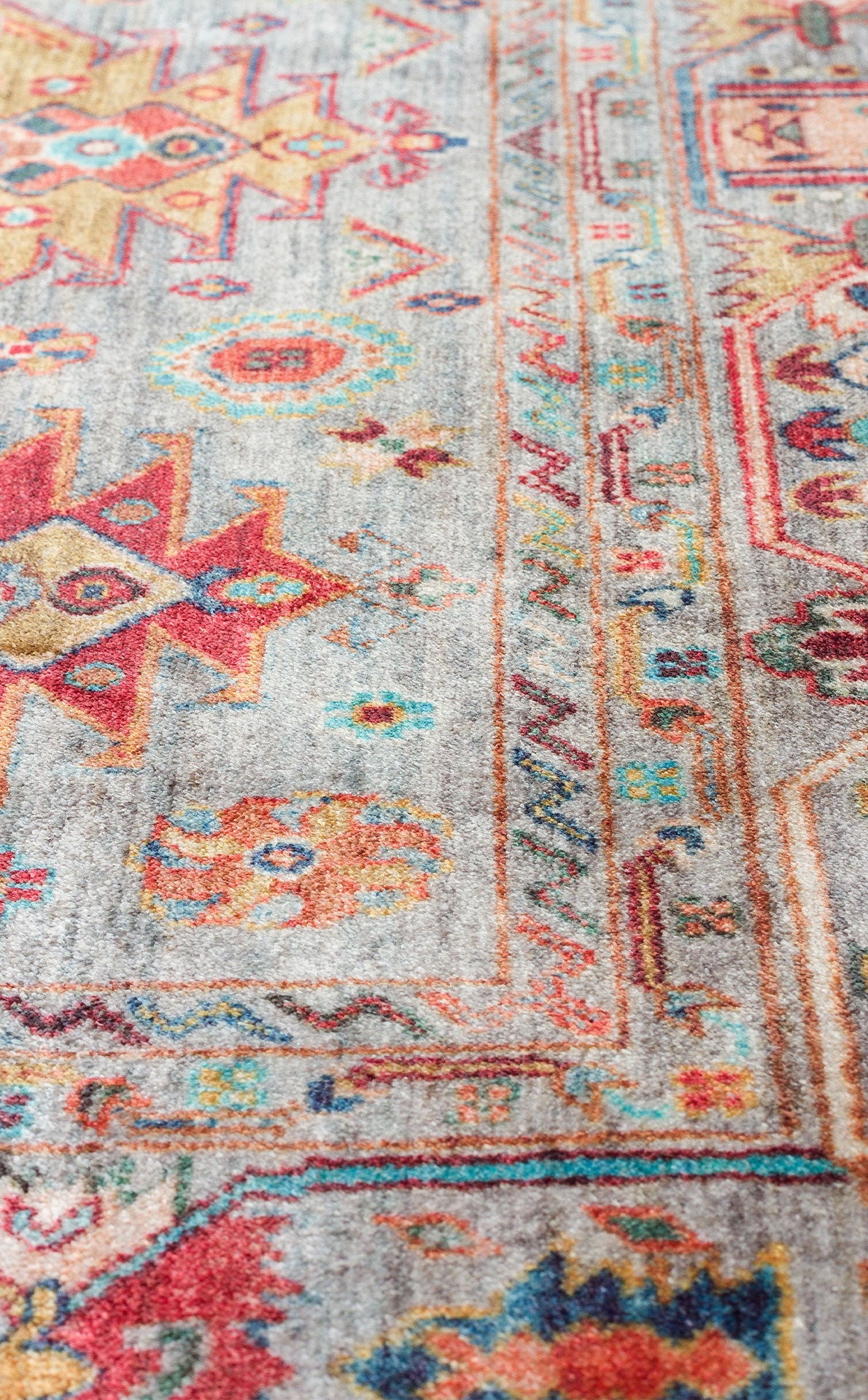 Washable, Easy-to-use, Non-Slip, Nostalgic Blue Machine Made Carpet with Karabakh Antique Patterns