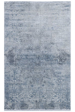 Lidya Dyed Blue Vintage Overdyed Living Room Rug, Textured, Shiny, Tightly Woven, Classic Decorative Design