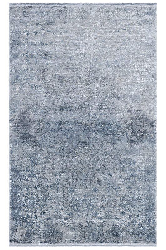 Lidya Dyed Mavi Vintage Overdyed Salon Halısı Dokulu Parlak Sık Dokuma Klasik Dekoratif Tasarım