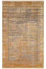 Lidya Dyed Vintage Gold Brown Living Room Rug, Textured, Shiny, Tightly Woven, Classic Decorative Design