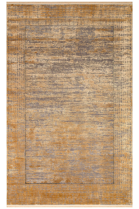 Lidya Dyed Vintage Gold Kahverengi Salon Halısı Dokulu Parlak Sık Dokuma Klasik Dekoratif Tasarım