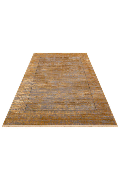 Lidya Dyed Vintage Gold Kahverengi Salon Halısı Dokulu Parlak Sık Dokuma Klasik Dekoratif Tasarım