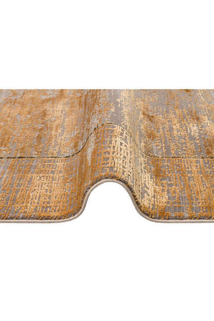 Lidya Dyed Vintage Gold Kahverengi Salon Halısı Dokulu Parlak Sık Dokuma Klasik Dekoratif Tasarım