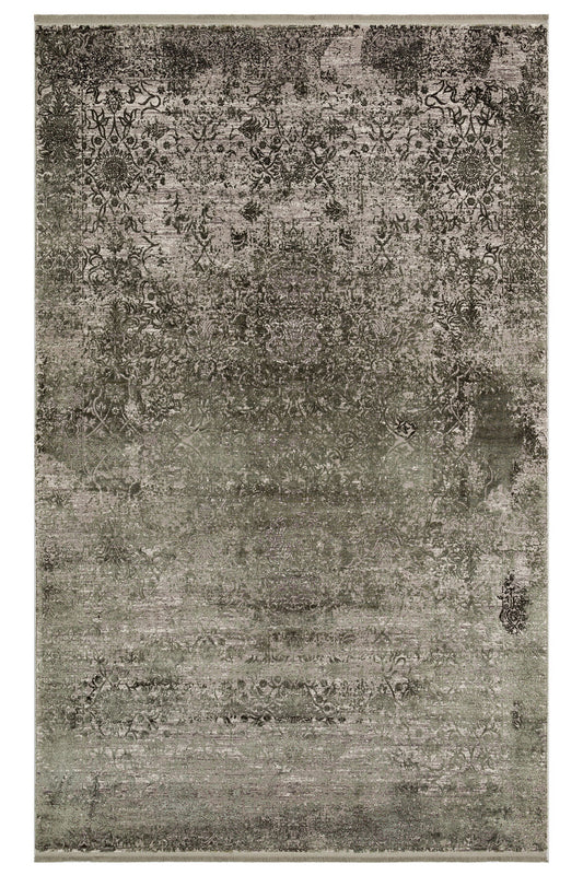 Lidya Dyed Yeşil Vintage Overdyed Salon Halısı Dokulu Parlak Sık Dokuma Klasik Dekoratif Tasarım