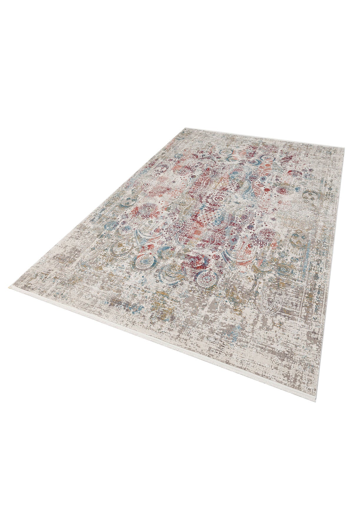 Lidya Eskitme Bej Çok Renkli Rengi Bambu Viskon Akrilik Soyut Desen Sık Dokuma Modern Salon Halısı