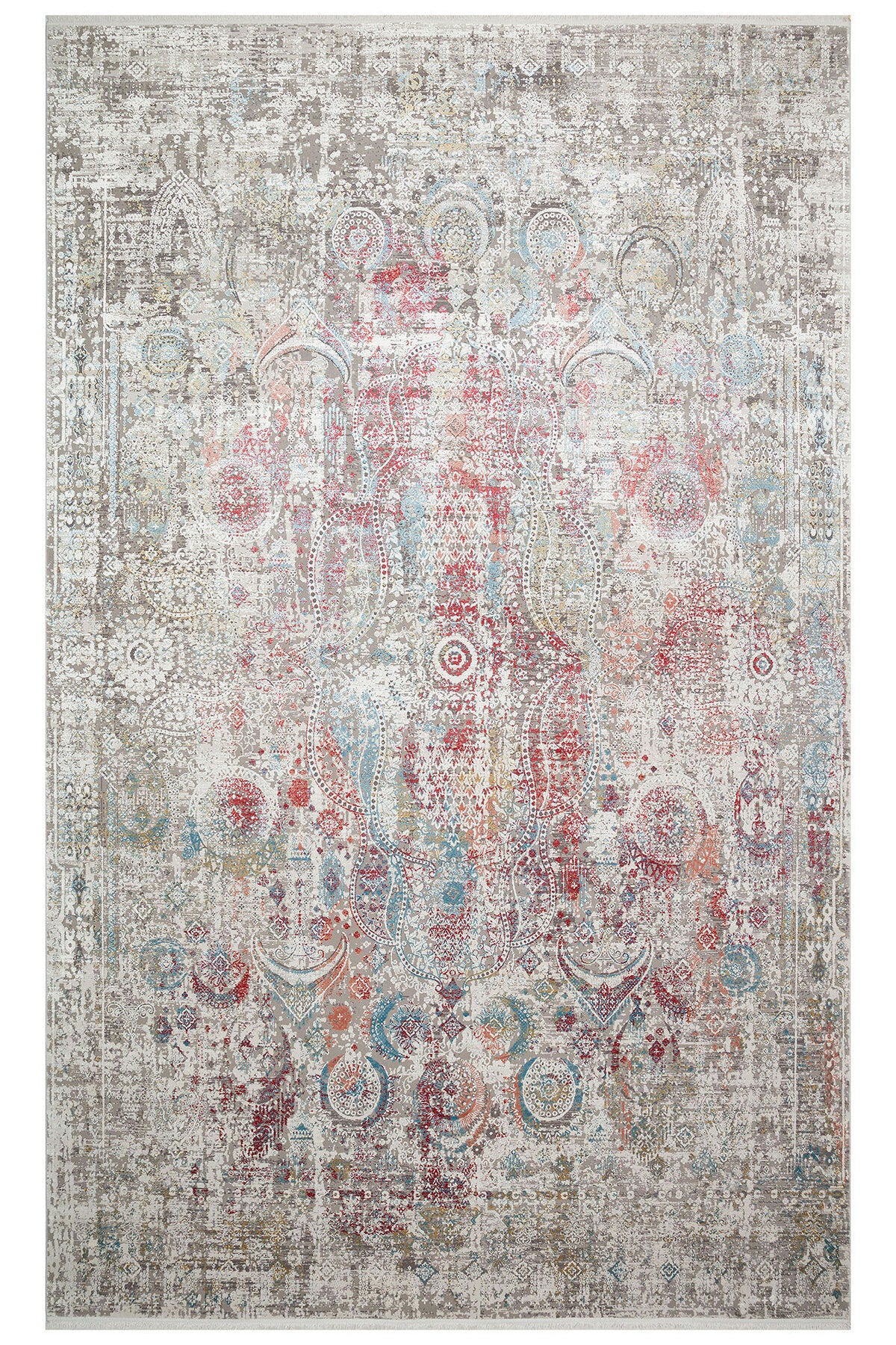 Lidya Eskitme Bej Çok Renkli Rengi Bambu Viskon Akrilik Soyut Desen Sık Dokuma Modern Salon Halısı