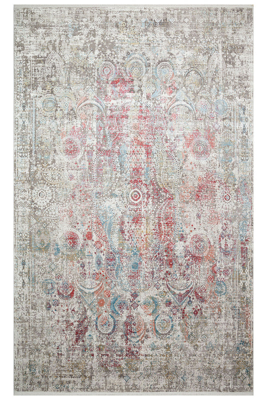 Lidya Eskitme Bej Çok Renkli Rengi Bambu Viskon Akrilik Soyut Desen Sık Dokuma Modern Salon Halısı