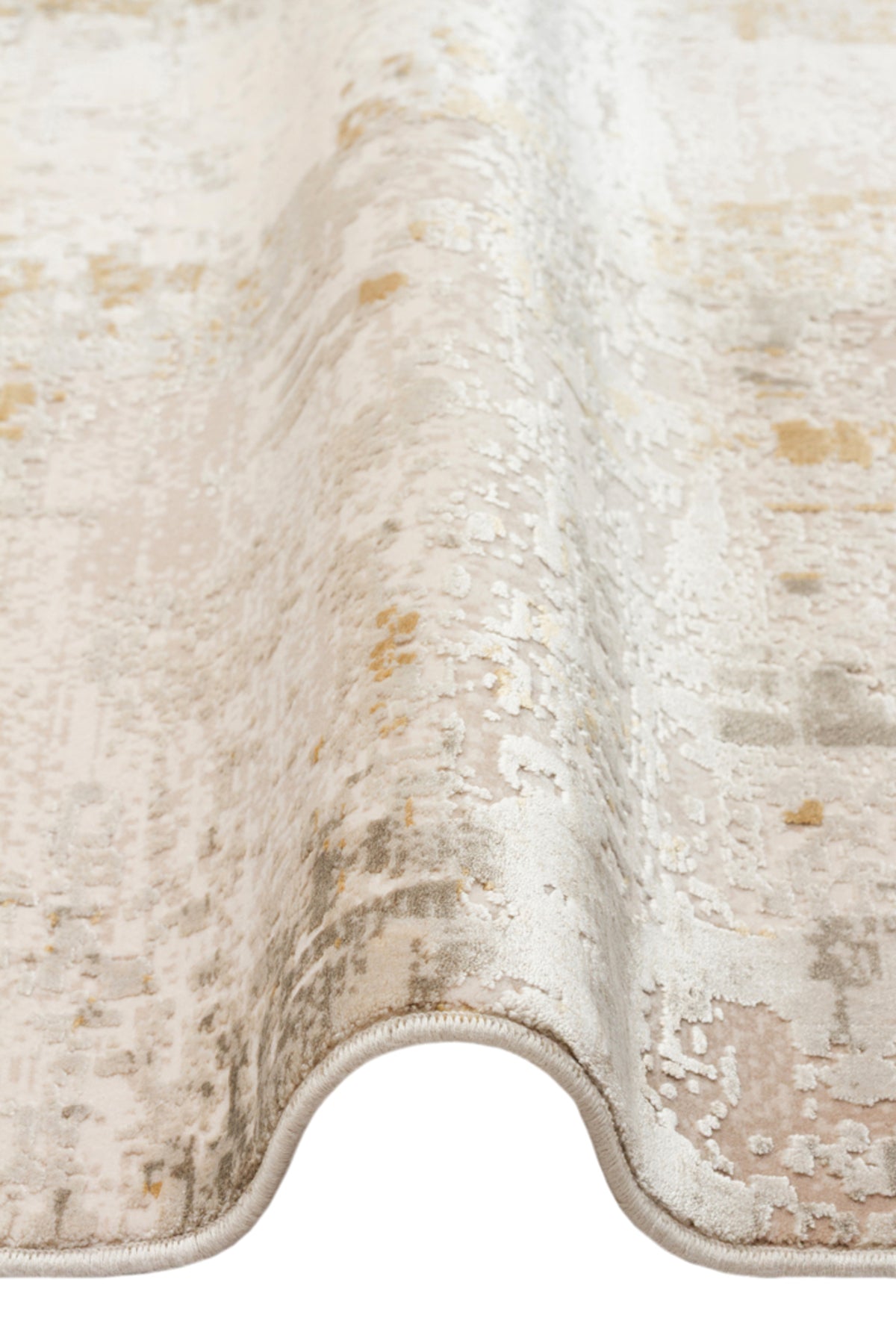 Lidya Eskitme Gold Rengi Bambu Viskon Akrilik Soyut Desen Sık Dokuma Klasik Modern Salon Halısı