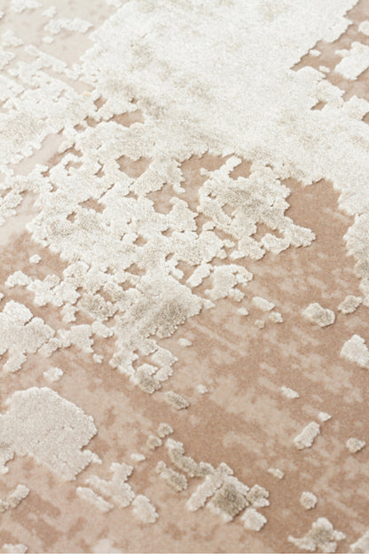 Lidya Eskitme Gold Rengi Bambu Viskon Akrilik Soyut Desen Sık Dokuma Klasik Modern Salon Halısı