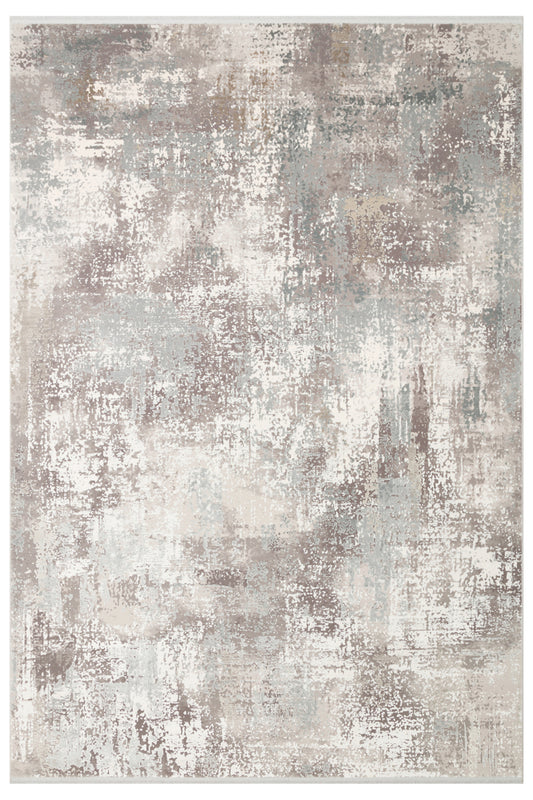 Lidya Gri Bej Kahverengi Bambu Viskon Akrilik Soyut Desen Sık Dokuma Klasik Modern Salon Halısı