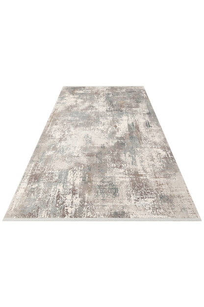 Lidya Gri Bej Kahverengi Bambu Viskon Akrilik Soyut Desen Sık Dokuma Klasik Modern Salon Halısı