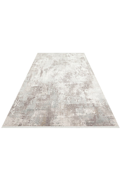 Lidya Gri Bej Kahverengi Bambu Viskon Akrilik Soyut Desen Sık Dokuma Klasik Modern Salon Halısı