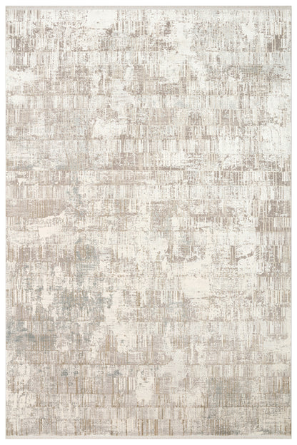 Lidya Klasik Bej Krem Bambu Viskon Akrilik Soyut Desenli Sık DokumaModern Salon Halısı