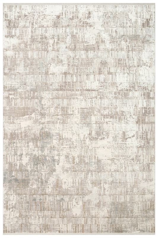 Lidya Klasik Bej Krem Bambu Viskon Akrilik Soyut Desenli Sık DokumaModern Salon Halısı