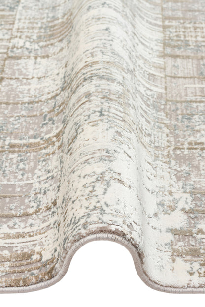 Lidya Klasik Bej Krem Bambu Viskon Akrilik Soyut Desenli Sık DokumaModern Salon Halısı