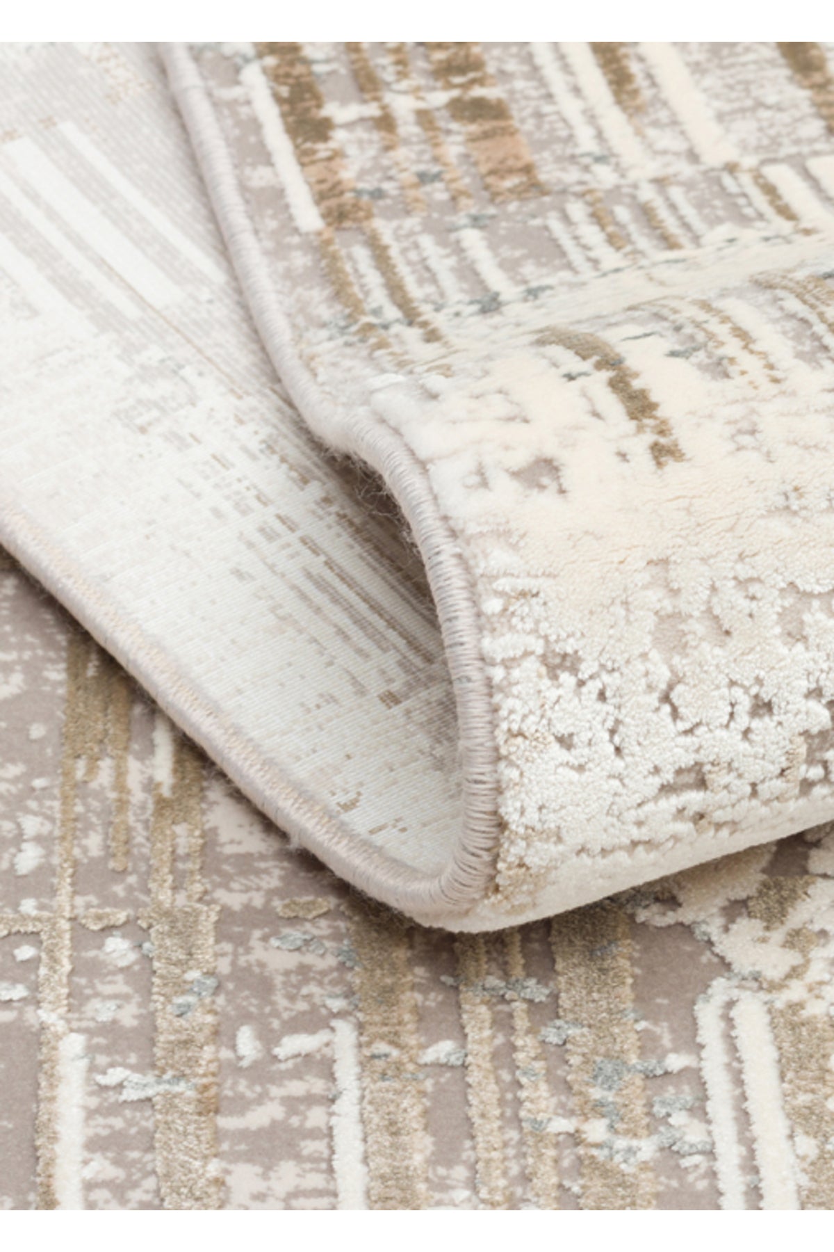 Lidya Klasik Bej Krem Bambu Viskon Akrilik Soyut Desenli Sık DokumaModern Salon Halısı