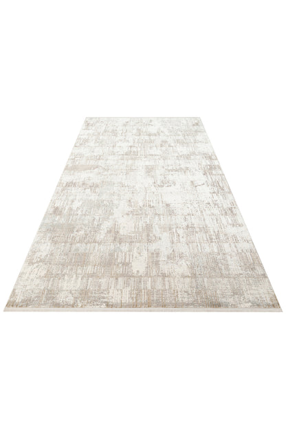 Lidya Klasik Bej Krem Bambu Viskon Akrilik Soyut Desenli Sık DokumaModern Salon Halısı