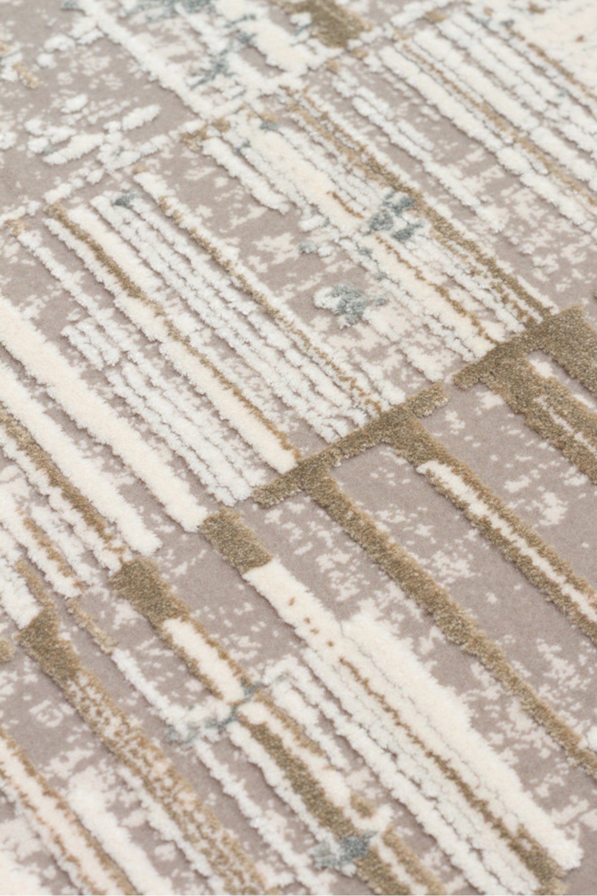 Lidya Klasik Bej Krem Bambu Viskon Akrilik Soyut Desenli Sık DokumaModern Salon Halısı