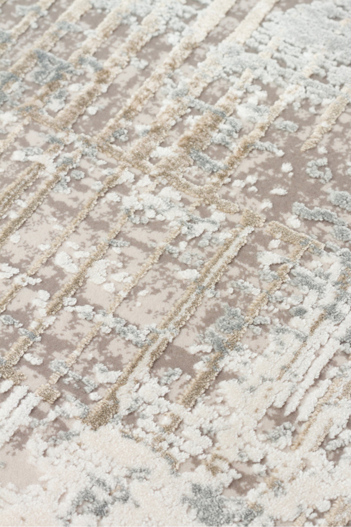 Lidya Klasik Bej Krem Bambu Viskon Akrilik Soyut Desenli Sık DokumaModern Salon Halısı