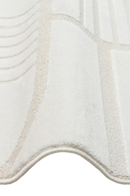 Linea Series Cream-Colored, Soft-Touch Textured, Modern and Stylish Machine-Made Living Room Rug