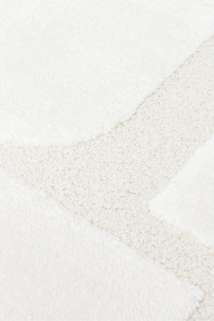 Linea Series Cream-Colored, Soft-Touch Textured, Modern and Stylish Machine-Made Living Room Rug