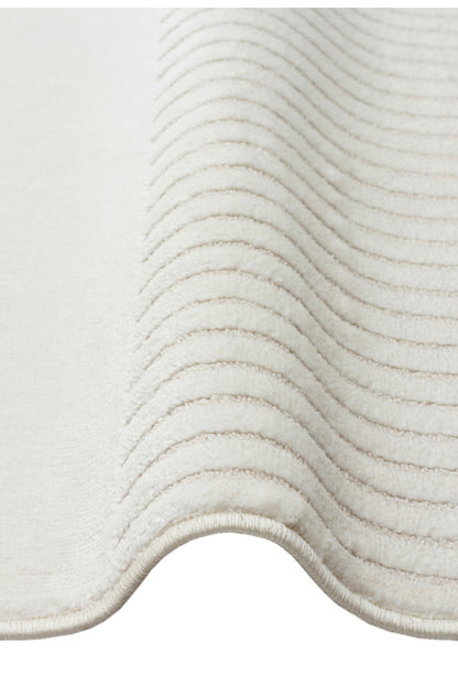 Linea Series Cream-Colored, Soft-Touch Textured, Modern and Stylish Machine-Made Living Room Rug