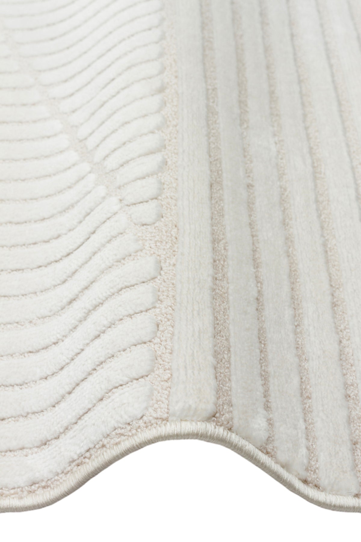Linea Series Cream-Colored, Soft-Touch Textured, Modern and Stylish Machine-Made Living Room Rug