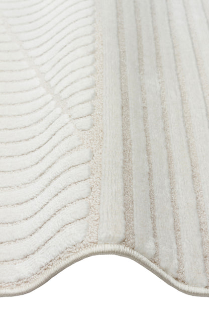 Linea Series Cream-Colored, Soft-Touch Textured, Modern and Stylish Machine-Made Living Room Rug
