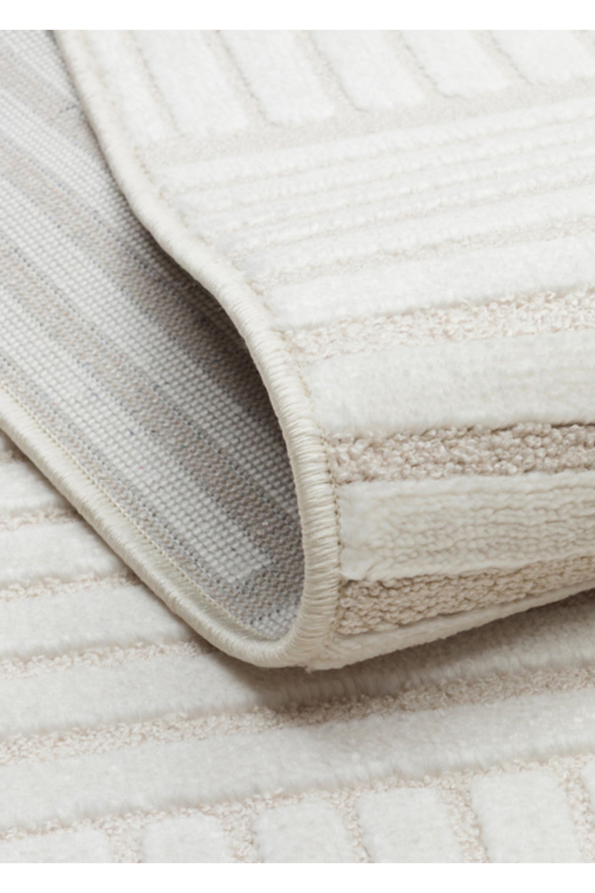 Linea Series Cream-Colored, Soft-Touch Textured, Modern and Stylish Machine-Made Living Room Rug