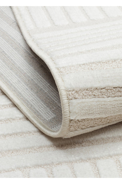 Linea Series Cream-Colored, Soft-Touch Textured, Modern and Stylish Machine-Made Living Room Rug