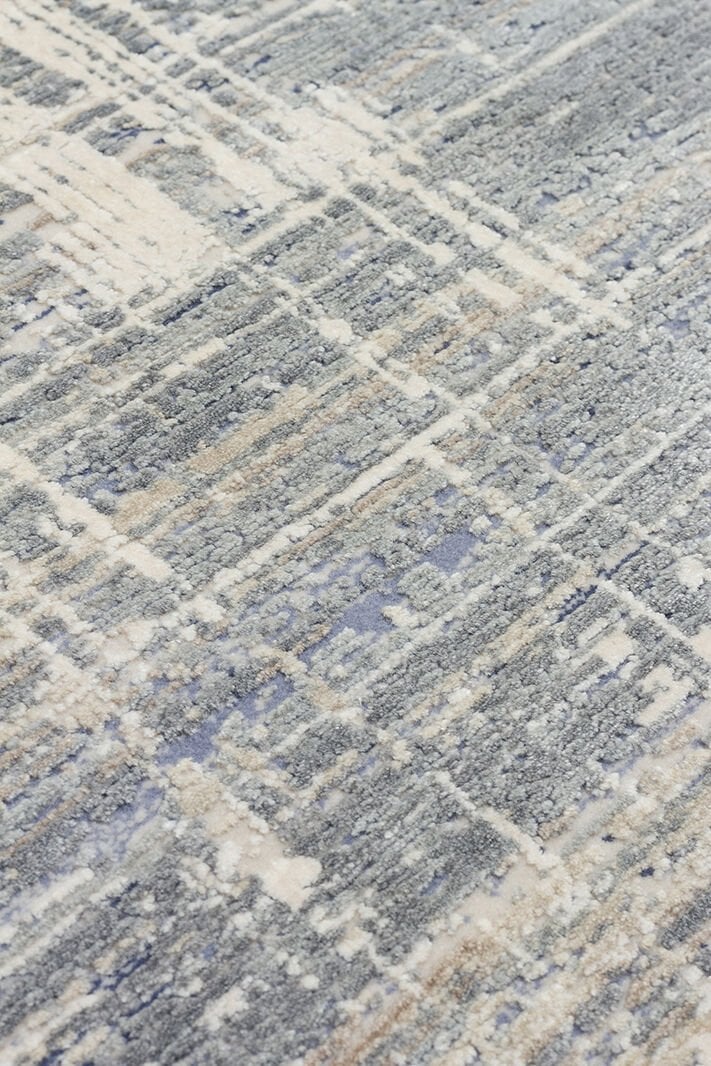 Minimal Elit Mavi Modern Makine Dokuma Salon Halısı – Zarif, Yumuşak ve Parlak Dokulu - Mavi