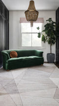 Riviera Modern Geometrik Desenli Vizon Krem Viskon Polyester Minimal Şık Yatak Odası Salon Halısı