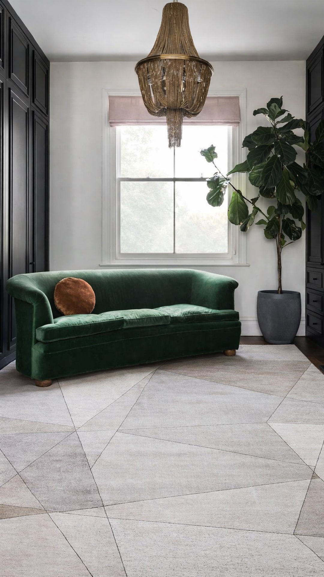 Riviera Modern Geometrik Desenli Vizon Krem Viskon Polyester Minimal Şık Yatak Odası Salon Halısı